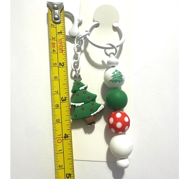 Christmas Keychain or bag Charm with A Christmas tree. Homemade Brand New 4” - Picture 2 of 3